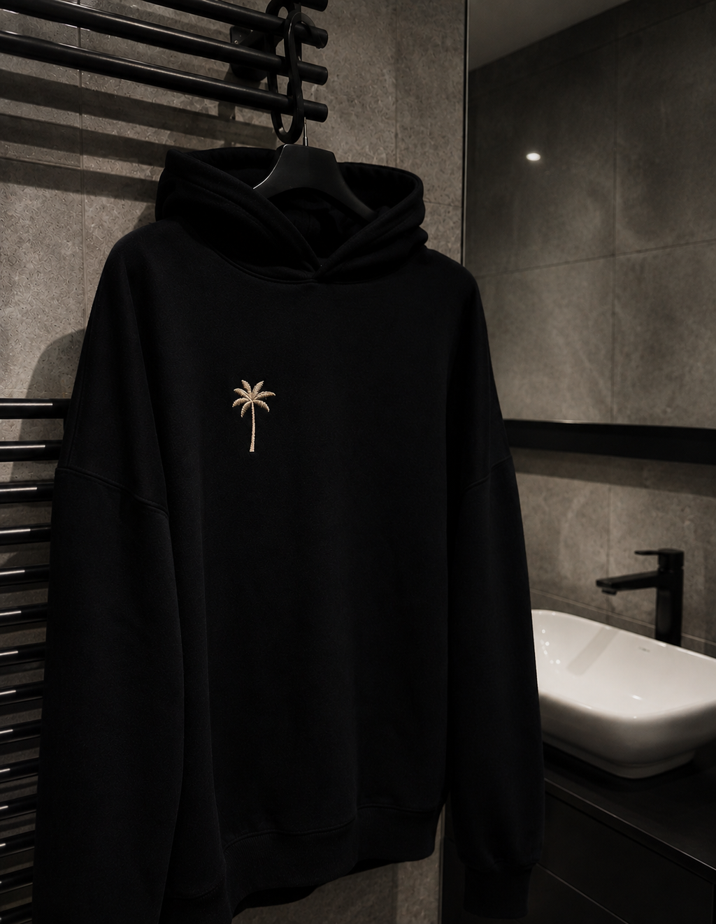 Brixon Palms Heavyweight Oversized Hoodie - Onyx Black