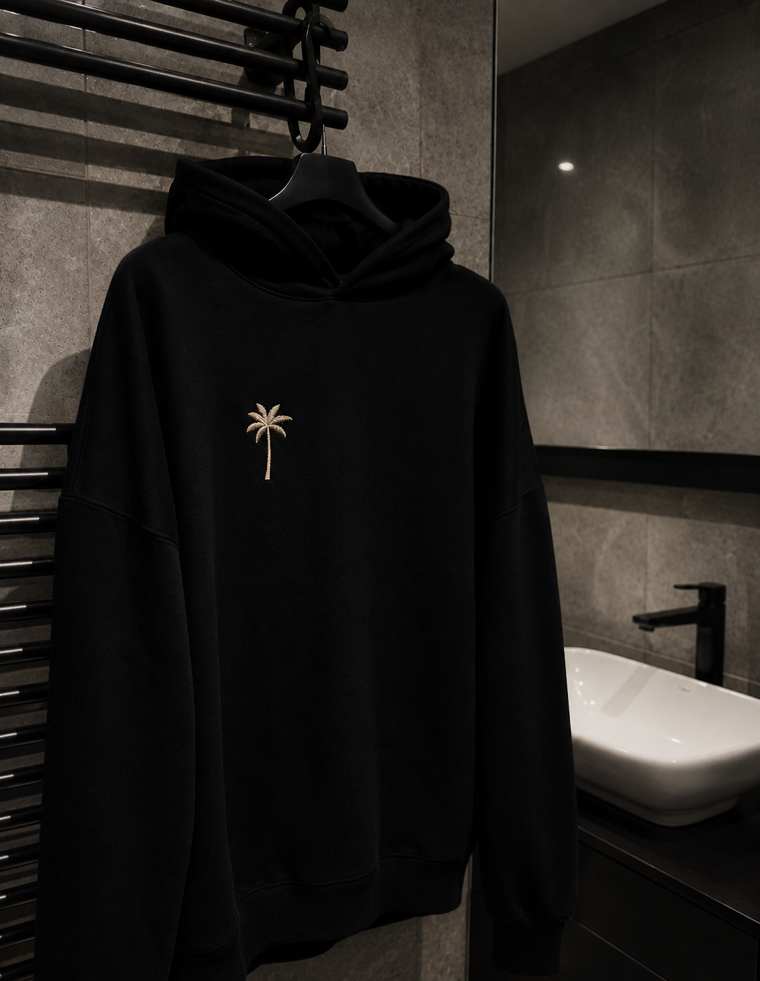 Brixon Palms Heavyweight Oversized Hoodie - Onyx Black