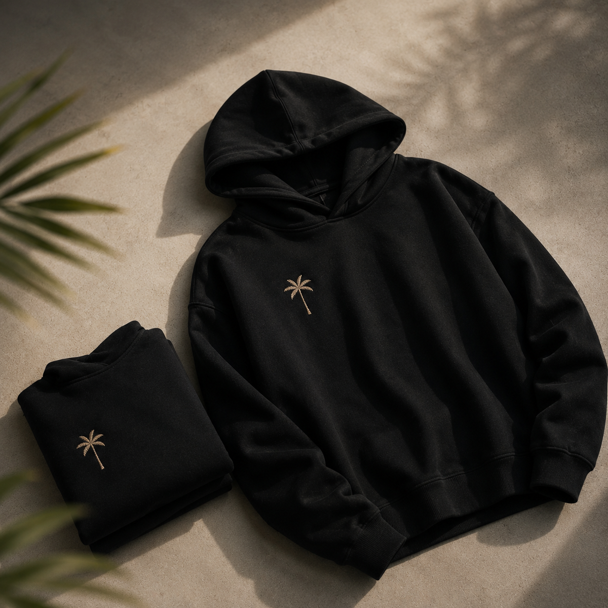Brixon Palms Heavyweight Oversized Hoodie - Onyx Black
