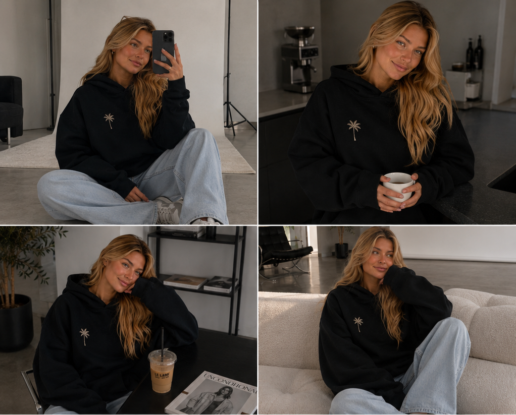 Brixon Palms Heavyweight Oversized Hoodie - Onyx Black