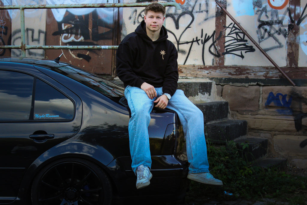 Brixon Palms Heavyweight Oversized Hoodie - Onyx Black