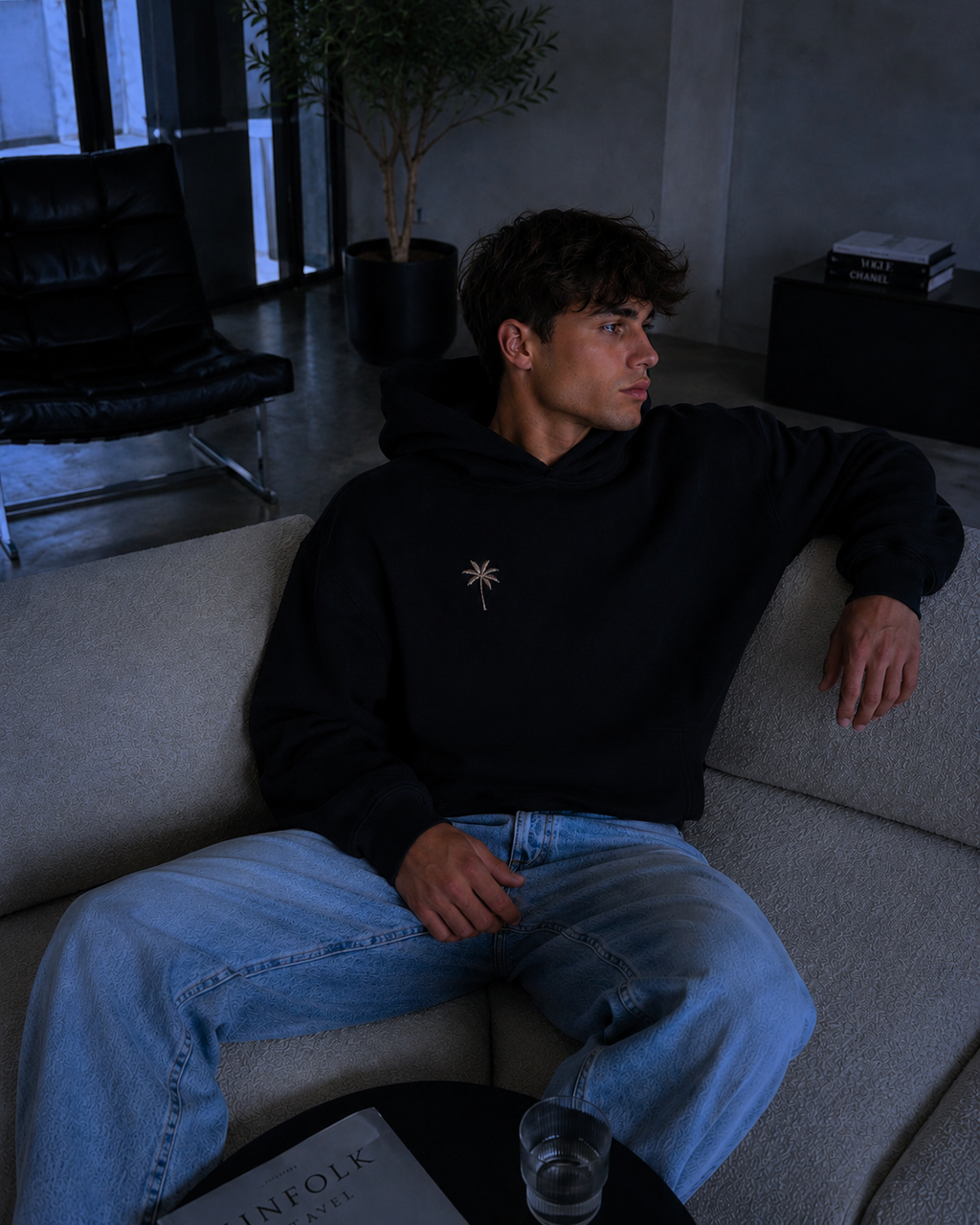 Brixon Palms Heavyweight Oversized Hoodie - Onyx Black