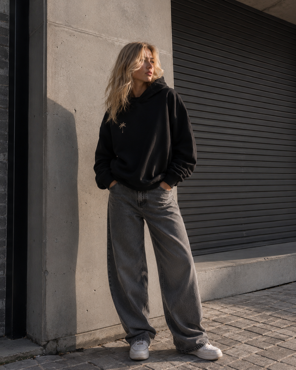 Brixon Palms Heavyweight Oversized Hoodie - Onyx Black