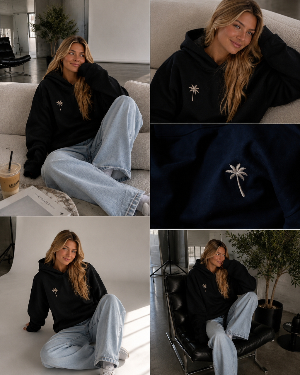Brixon Palms Heavyweight Oversized Hoodie - Onyx Black
